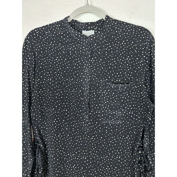 Grey jason wu Sz 6 silk modern polka dot black & beige tunic waist defining ties - Picture 2 of 7